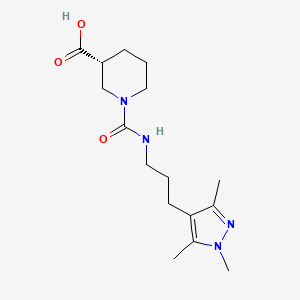 molecular formula C16H26N4O3 B7447765 (3R)-1-[3-(1,3,5-trimethylpyrazol-4-yl)propylcarbamoyl]piperidine-3-carboxylic acid 