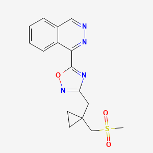 molecular formula C16H16N4O3S B7447795 3-[[1-(Methylsulfonylmethyl)cyclopropyl]methyl]-5-phthalazin-1-yl-1,2,4-oxadiazole 