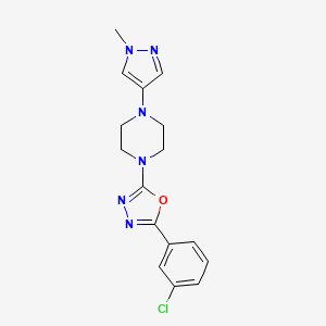 molecular formula C16H17ClN6O B7447833 2-(3-Chlorophenyl)-5-[4-(1-methylpyrazol-4-yl)piperazin-1-yl]-1,3,4-oxadiazole 