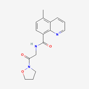 molecular formula C16H17N3O3 B7447854 5-methyl-N-[2-(1,2-oxazolidin-2-yl)-2-oxoethyl]quinoline-8-carboxamide 