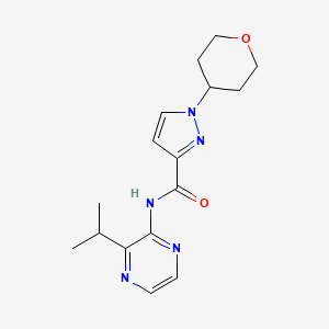 molecular formula C16H21N5O2 B7447857 1-(oxan-4-yl)-N-(3-propan-2-ylpyrazin-2-yl)pyrazole-3-carboxamide 