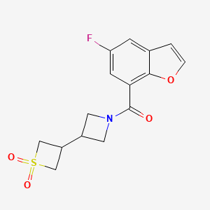 [3-(1,1-Dioxothietan-3-yl)azetidin-1-yl]-(5-fluoro-1-benzofuran-7-yl)methanone