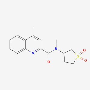 molecular formula C16H18N2O3S B7447919 N-(1,1-dioxothiolan-3-yl)-N,4-dimethylquinoline-2-carboxamide 