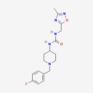 1-[1-[(4-Fluorophenyl)methyl]piperidin-4-yl]-3-[(3-methyl-1,2,4-oxadiazol-5-yl)methyl]urea