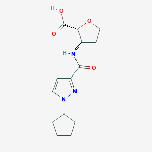 molecular formula C14H19N3O4 B7447987 (2R,3S)-3-[(1-cyclopentylpyrazole-3-carbonyl)amino]oxolane-2-carboxylic acid 