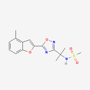 N-[2-[5-(4-methyl-1-benzofuran-2-yl)-1,2,4-oxadiazol-3-yl]propan-2-yl]methanesulfonamide