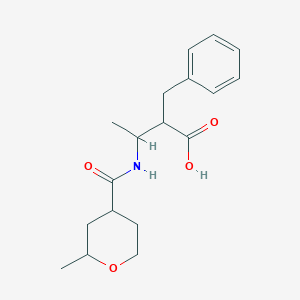 molecular formula C18H25NO4 B7448037 2-Benzyl-3-[(2-methyloxane-4-carbonyl)amino]butanoic acid 