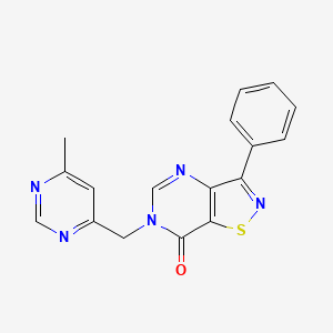 molecular formula C17H13N5OS B7448052 6-[(6-Methylpyrimidin-4-yl)methyl]-3-phenyl-[1,2]thiazolo[4,5-d]pyrimidin-7-one 