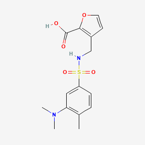 molecular formula C15H18N2O5S B7448183 3-[[[3-(Dimethylamino)-4-methylphenyl]sulfonylamino]methyl]furan-2-carboxylic acid 