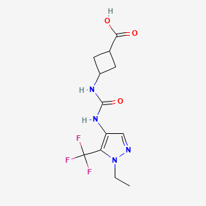 molecular formula C12H15F3N4O3 B7448185 3-[[1-Ethyl-5-(trifluoromethyl)pyrazol-4-yl]carbamoylamino]cyclobutane-1-carboxylic acid 