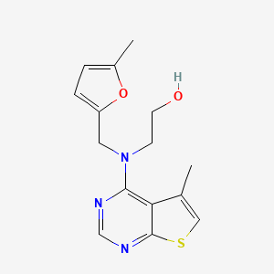 molecular formula C15H17N3O2S B7448191 2-[(5-Methylfuran-2-yl)methyl-(5-methylthieno[2,3-d]pyrimidin-4-yl)amino]ethanol 