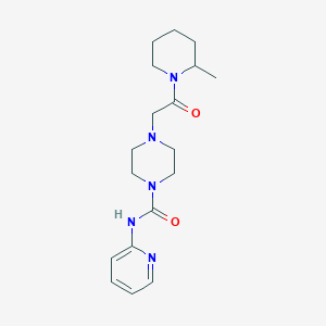 molecular formula C18H27N5O2 B7448214 4-[2-(2-methylpiperidin-1-yl)-2-oxoethyl]-N-pyridin-2-ylpiperazine-1-carboxamide 