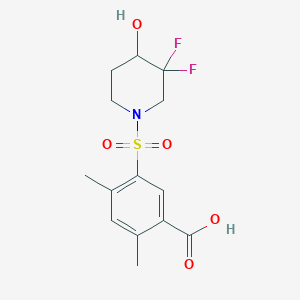 5-(3,3-Difluoro-4-hydroxypiperidin-1-yl)sulfonyl-2,4-dimethylbenzoic acid