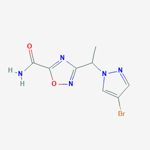 molecular formula C8H8BrN5O2 B7448235 3-[1-(4-Bromopyrazol-1-yl)ethyl]-1,2,4-oxadiazole-5-carboxamide 