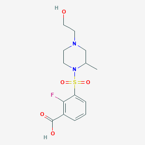 molecular formula C14H19FN2O5S B7448259 2-Fluoro-3-[4-(2-hydroxyethyl)-2-methylpiperazin-1-yl]sulfonylbenzoic acid 