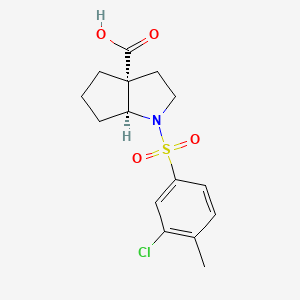 molecular formula C15H18ClNO4S B7448287 (3aR,6aS)-1-(3-chloro-4-methylphenyl)sulfonyl-2,3,4,5,6,6a-hexahydrocyclopenta[b]pyrrole-3a-carboxylic acid 