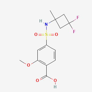 molecular formula C13H15F2NO5S B7448292 4-[(3,3-Difluoro-1-methylcyclobutyl)sulfamoyl]-2-methoxybenzoic acid 