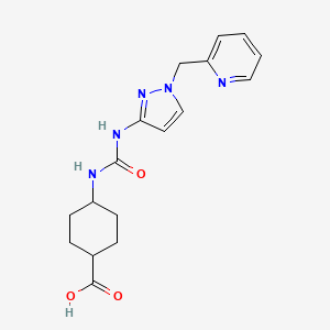 4-[[1-(Pyridin-2-ylmethyl)pyrazol-3-yl]carbamoylamino]cyclohexane-1-carboxylic acid