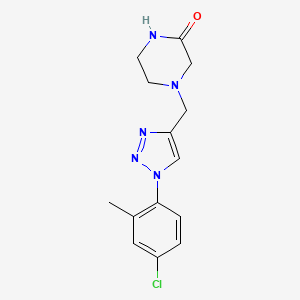 molecular formula C14H16ClN5O B7448343 4-[[1-(4-Chloro-2-methylphenyl)triazol-4-yl]methyl]piperazin-2-one 