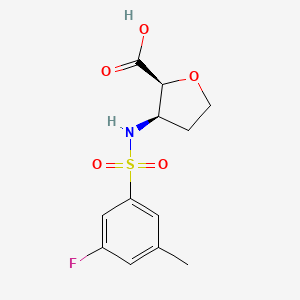 molecular formula C12H14FNO5S B7448368 (2S,3R)-3-[(3-fluoro-5-methylphenyl)sulfonylamino]oxolane-2-carboxylic acid 