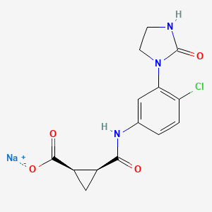 molecular formula C14H13ClN3NaO4 B7448413 sodium;(1R,2S)-2-[[4-chloro-3-(2-oxoimidazolidin-1-yl)phenyl]carbamoyl]cyclopropane-1-carboxylate 