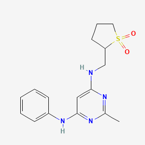 molecular formula C16H20N4O2S B7448419 6-N-[(1,1-dioxothiolan-2-yl)methyl]-2-methyl-4-N-phenylpyrimidine-4,6-diamine 