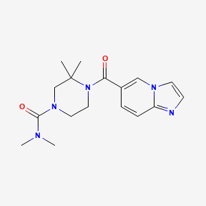 molecular formula C17H23N5O2 B7448480 4-(imidazo[1,2-a]pyridine-6-carbonyl)-N,N,3,3-tetramethylpiperazine-1-carboxamide 