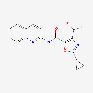 molecular formula C18H15F2N3O2 B7448483 2-cyclopropyl-4-(difluoromethyl)-N-methyl-N-quinolin-2-yl-1,3-oxazole-5-carboxamide 