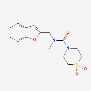 molecular formula C15H18N2O4S B7448501 N-(1-benzofuran-2-ylmethyl)-N-methyl-1,1-dioxo-1,4-thiazinane-4-carboxamide 