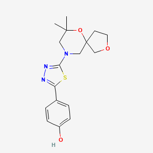 molecular formula C17H21N3O3S B7448528 4-[5-(7,7-Dimethyl-2,6-dioxa-9-azaspiro[4.5]decan-9-yl)-1,3,4-thiadiazol-2-yl]phenol 