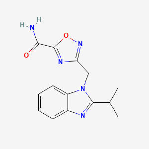 molecular formula C14H15N5O2 B7448546 3-[(2-Propan-2-ylbenzimidazol-1-yl)methyl]-1,2,4-oxadiazole-5-carboxamide 