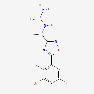 molecular formula C12H12BrFN4O2 B7448586 1-[5-(3-Bromo-5-fluoro-2-methylphenyl)-1,2,4-oxadiazol-3-yl]ethylurea 