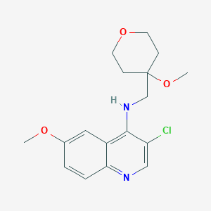 molecular formula C17H21ClN2O3 B7448603 3-chloro-6-methoxy-N-[(4-methoxyoxan-4-yl)methyl]quinolin-4-amine 