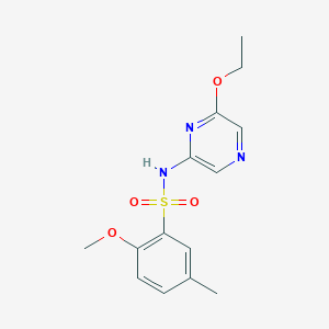 molecular formula C14H17N3O4S B7448677 N-(6-ethoxypyrazin-2-yl)-2-methoxy-5-methylbenzenesulfonamide 