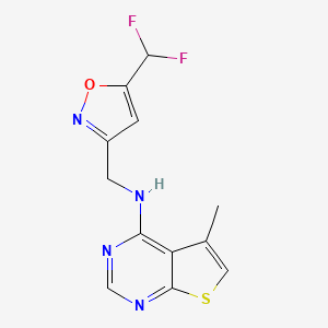 molecular formula C12H10F2N4OS B7448684 N-[[5-(difluoromethyl)-1,2-oxazol-3-yl]methyl]-5-methylthieno[2,3-d]pyrimidin-4-amine 