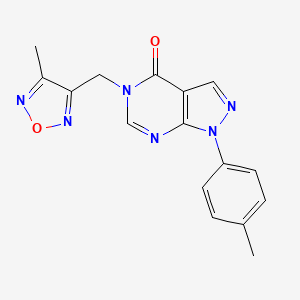 molecular formula C16H14N6O2 B7448709 5-[(4-Methyl-1,2,5-oxadiazol-3-yl)methyl]-1-(4-methylphenyl)pyrazolo[3,4-d]pyrimidin-4-one 