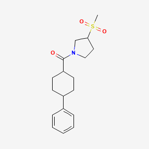 molecular formula C18H25NO3S B7448733 (3-Methylsulfonylpyrrolidin-1-yl)-(4-phenylcyclohexyl)methanone 