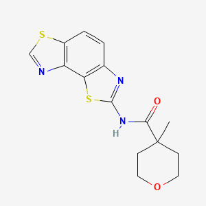 4-methyl-N-([1,3]thiazolo[5,4-e][1,3]benzothiazol-2-yl)oxane-4-carboxamide