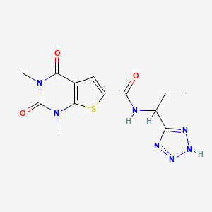 molecular formula C13H15N7O3S B7448739 1,3-dimethyl-2,4-dioxo-N-[1-(2H-tetrazol-5-yl)propyl]thieno[2,3-d]pyrimidine-6-carboxamide 