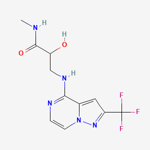 molecular formula C11H12F3N5O2 B7448771 2-hydroxy-N-methyl-3-[[2-(trifluoromethyl)pyrazolo[1,5-a]pyrazin-4-yl]amino]propanamide 