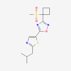 5-[2-(2-Methylpropyl)-1,3-thiazol-5-yl]-3-(1-methylsulfonylcyclobutyl)-1,2,4-oxadiazole