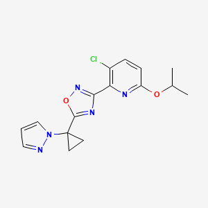 3-(3-Chloro-6-propan-2-yloxypyridin-2-yl)-5-(1-pyrazol-1-ylcyclopropyl)-1,2,4-oxadiazole