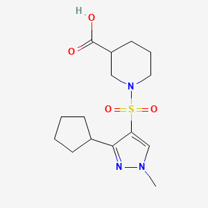 1-(3-Cyclopentyl-1-methylpyrazol-4-yl)sulfonylpiperidine-3-carboxylic acid