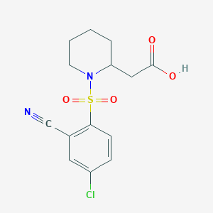 molecular formula C14H15ClN2O4S B7448899 2-[1-(4-Chloro-2-cyanophenyl)sulfonylpiperidin-2-yl]acetic acid 