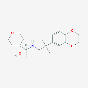 molecular formula C19H29NO4 B7448940 4-[1-[[2-(2,3-Dihydro-1,4-benzodioxin-6-yl)-2-methylpropyl]amino]ethyl]oxan-4-ol 