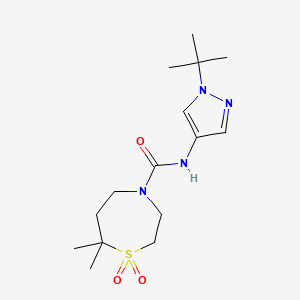 molecular formula C15H26N4O3S B7448974 N-(1-tert-butylpyrazol-4-yl)-7,7-dimethyl-1,1-dioxo-1,4-thiazepane-4-carboxamide 