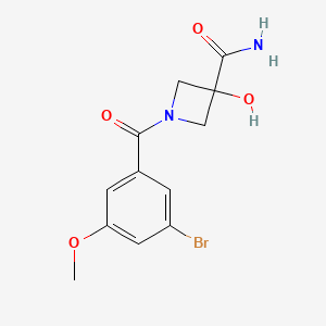 molecular formula C12H13BrN2O4 B7448979 1-(3-Bromo-5-methoxybenzoyl)-3-hydroxyazetidine-3-carboxamide 