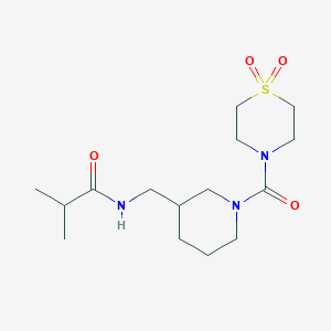 N-[[1-(1,1-dioxo-1,4-thiazinane-4-carbonyl)piperidin-3-yl]methyl]-2-methylpropanamide