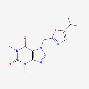 molecular formula C14H17N5O3 B7449048 1,3-Dimethyl-7-[(5-propan-2-yl-1,3-oxazol-2-yl)methyl]purine-2,6-dione 