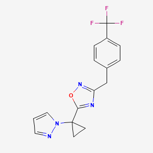 5-(1-Pyrazol-1-ylcyclopropyl)-3-[[4-(trifluoromethyl)phenyl]methyl]-1,2,4-oxadiazole